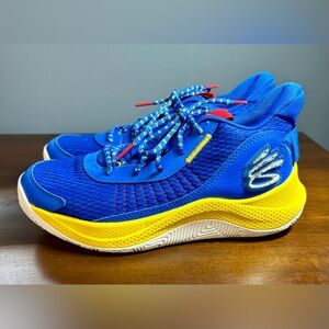 Youth Under Armour Curry 3Z7 Basketball Shoes Warriors Blue/Yellow - size 7Y
